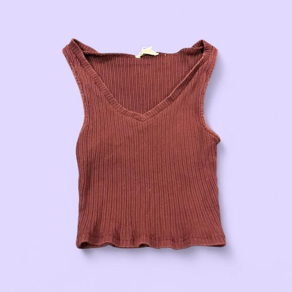 Size Small Burgundy Aeropostale ribbed tank top - Picture 1 of 2